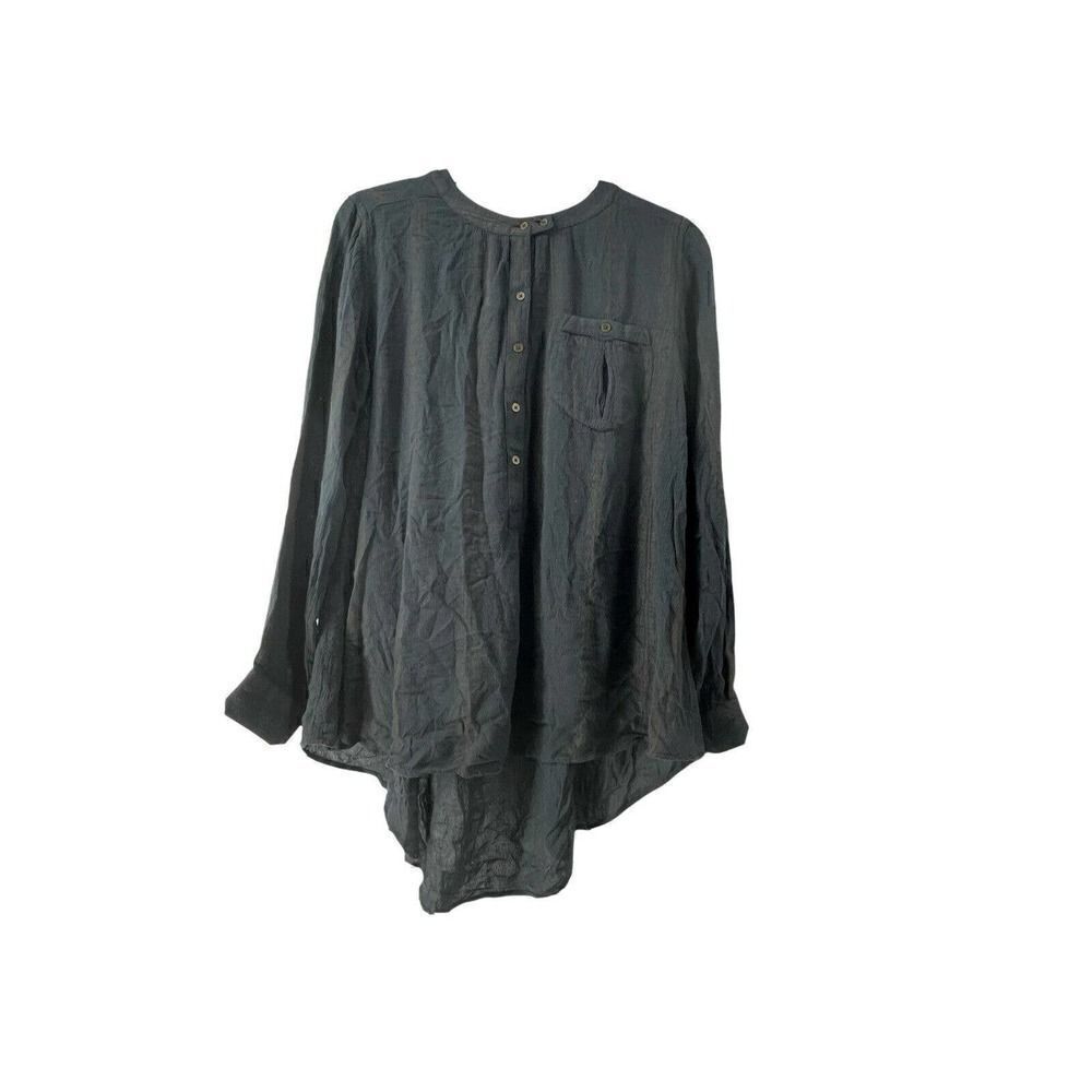Free People Blouse Womens Size XS Blue Long Sleeve Bohemian Relaxed Fit Top Cute